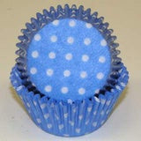 Light Blue Polka Dots, Standard Size Bake Cups - 50ish Cupcake Liners