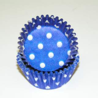 Blue Polka Dots, Standard Size Bake Cups - 50ish Cupcake Liners