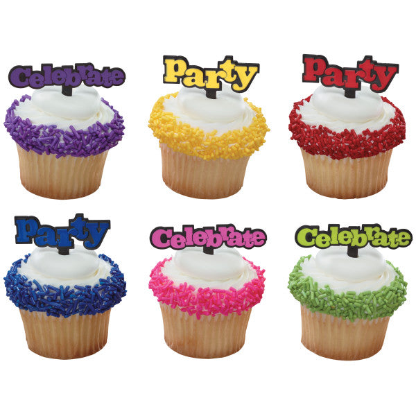 Celebrate and Party Cupcake Picks - 12 per package