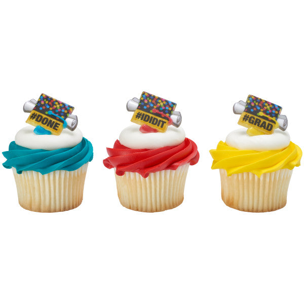#Confetti Graduation Cupcake Rings - 12 Rings