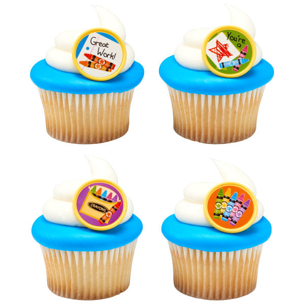 Crayon Themed Cupcake Rings - 12 Rings