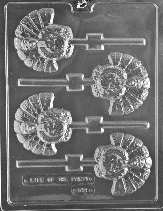 Front-Facing Turkey Lollipop Chocolate Mold