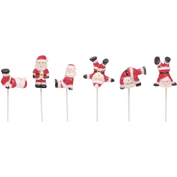 Tumbling Santas - 6 Cupcake Picks
