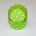 Lime Green Polka Dot, Mini Bake Cups - 50ish Mini Cupcake Liners
