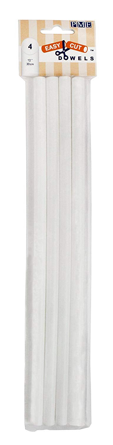 12 Inch, PME White Easy Cut Dowels, 4 Per Package