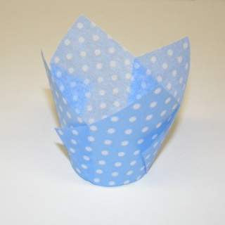 Light Blue Polka Dot Tulip Cup Cupcake Liners - 24 Tulip Cups