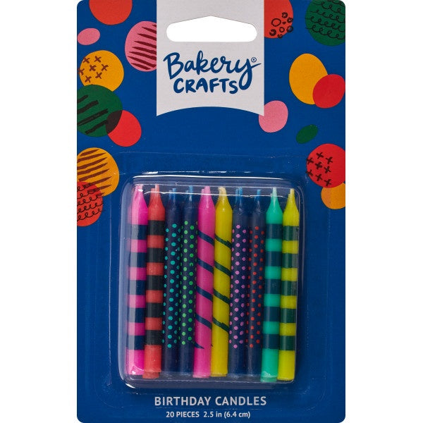 Stripes and Dots Birthday Candles, 20pc