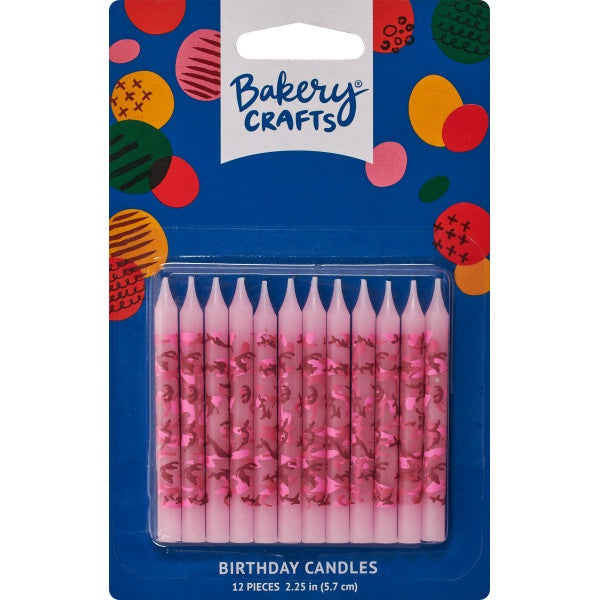 Pink Camo Birthday Candles - 12 Candles