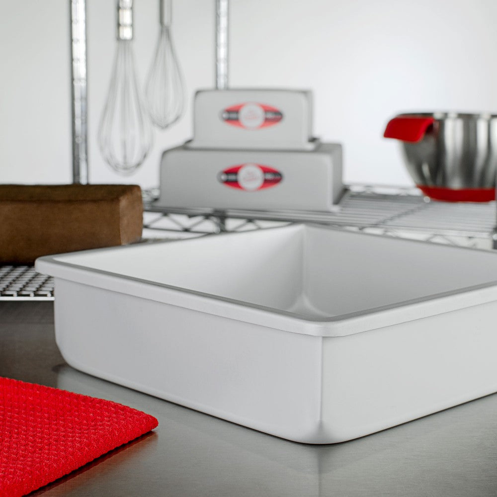 image of fat daddios square cake pans with 3 inch depth
