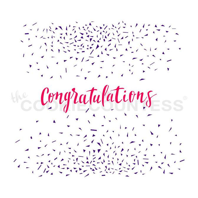 2 Piece Confetti & Congratulations Stencil Set