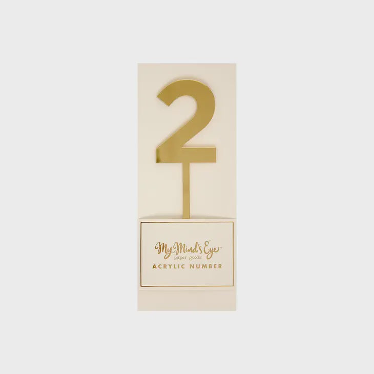 Gold Acrylic Cake Topper Number 2