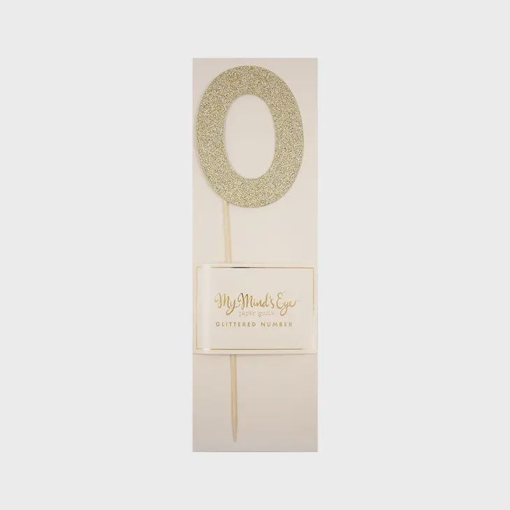 Gold Glitter Cake Topper Number 0