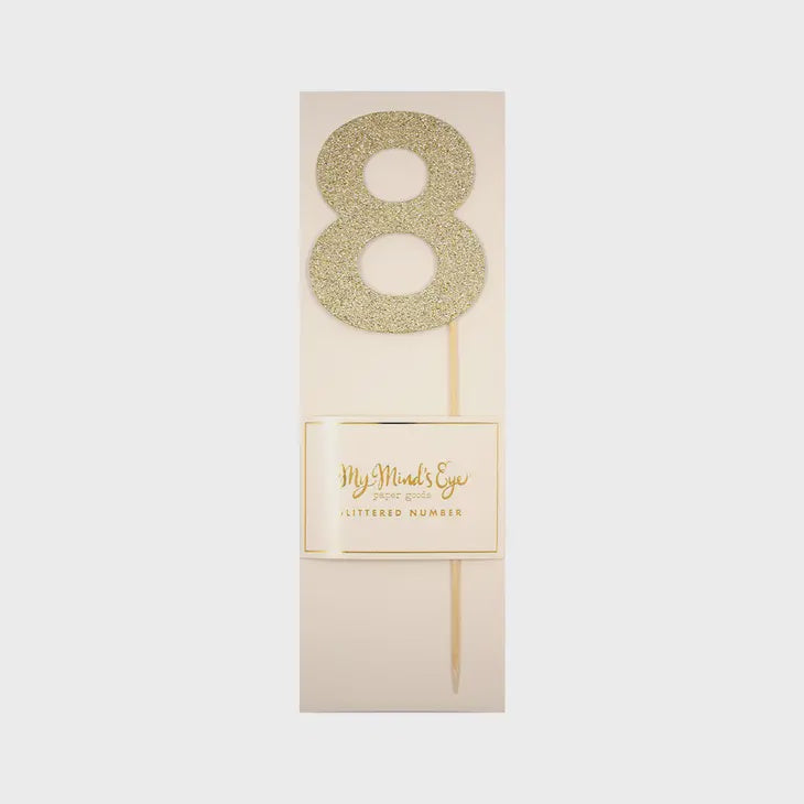 Gold Glitter Cake Topper Number 8