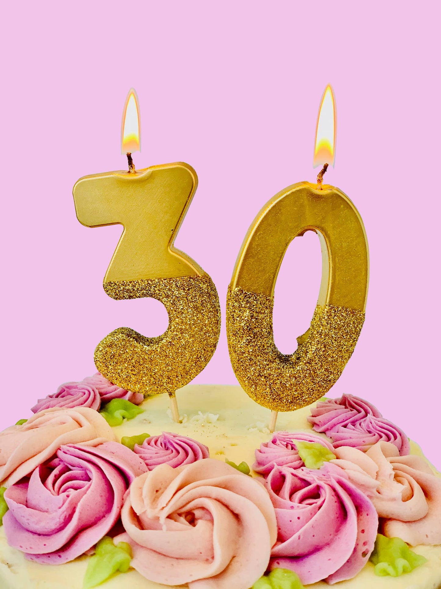 Gold Glitter Number Candle - Number 3