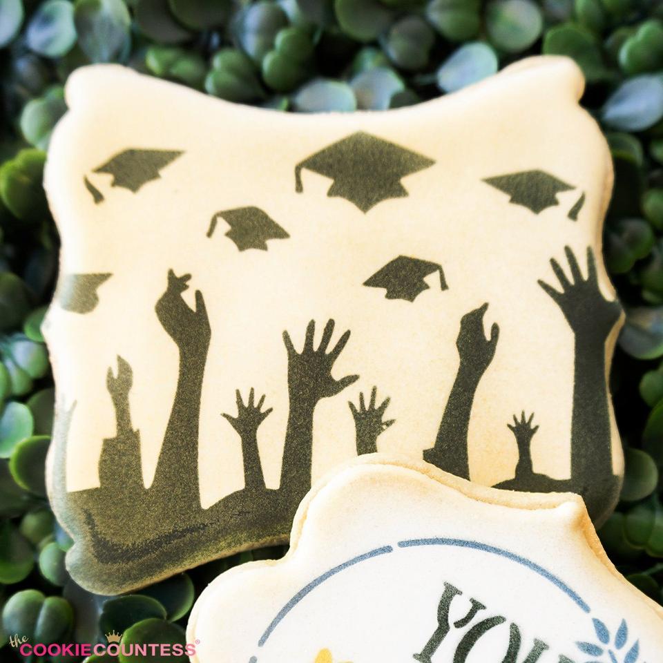 Throwing Grad Caps Stencil