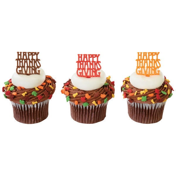 Happy Thanksgiving Cupcake Pick - 12 Cupcake Picks