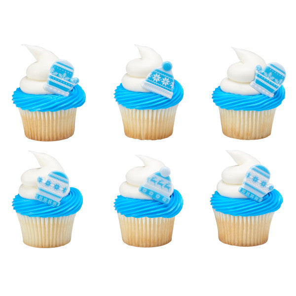 Winter Hat & Mittens - 12 Cupcake Rings