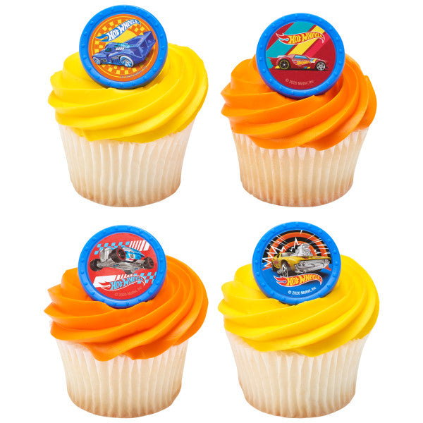 Hot Wheels Cupcake Rings - 12 Rings