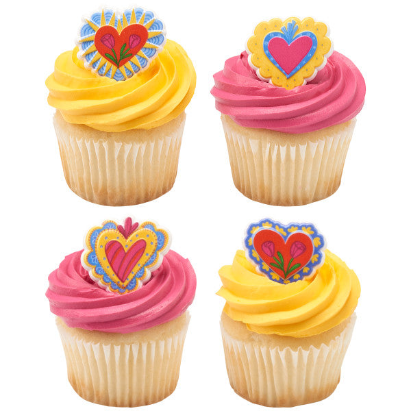 Milagros Hearts Cupcake Rings, 12 Rings