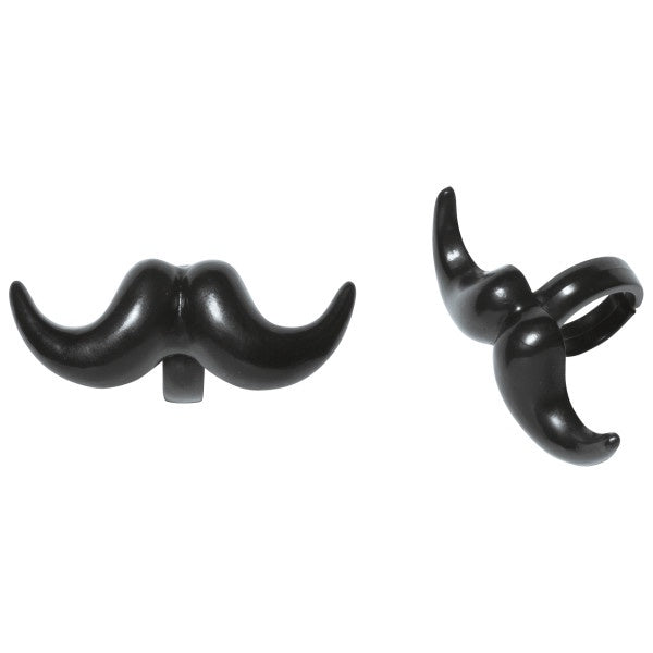 Black Mustache Cupcake Rings - 12 Rings