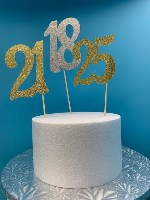 25 Cake Topper - Gold Glitter