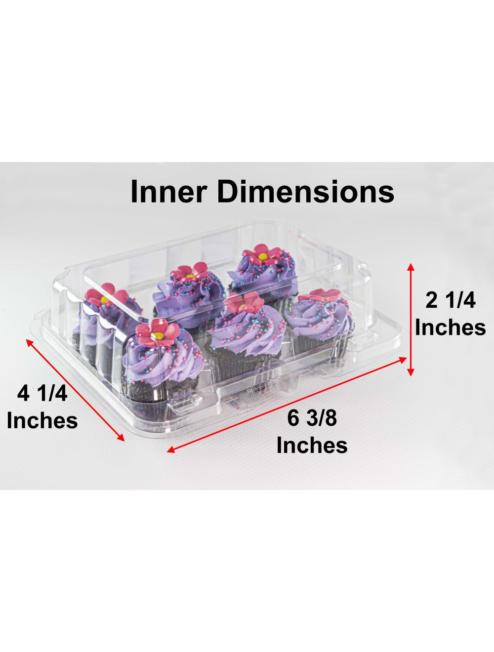 6 Count, Mini Size Plastic Cupcake Container