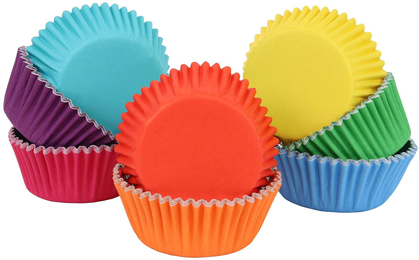 Rainbow Colored, Foil Lined Baking Cups - 100 Cupcake Liners