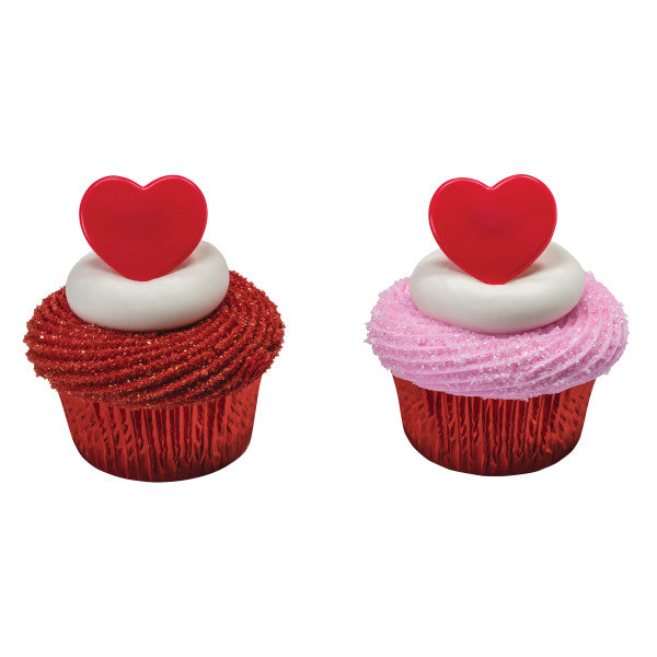 Red Heart Cupcake Rings - 12 Cupcake Rings