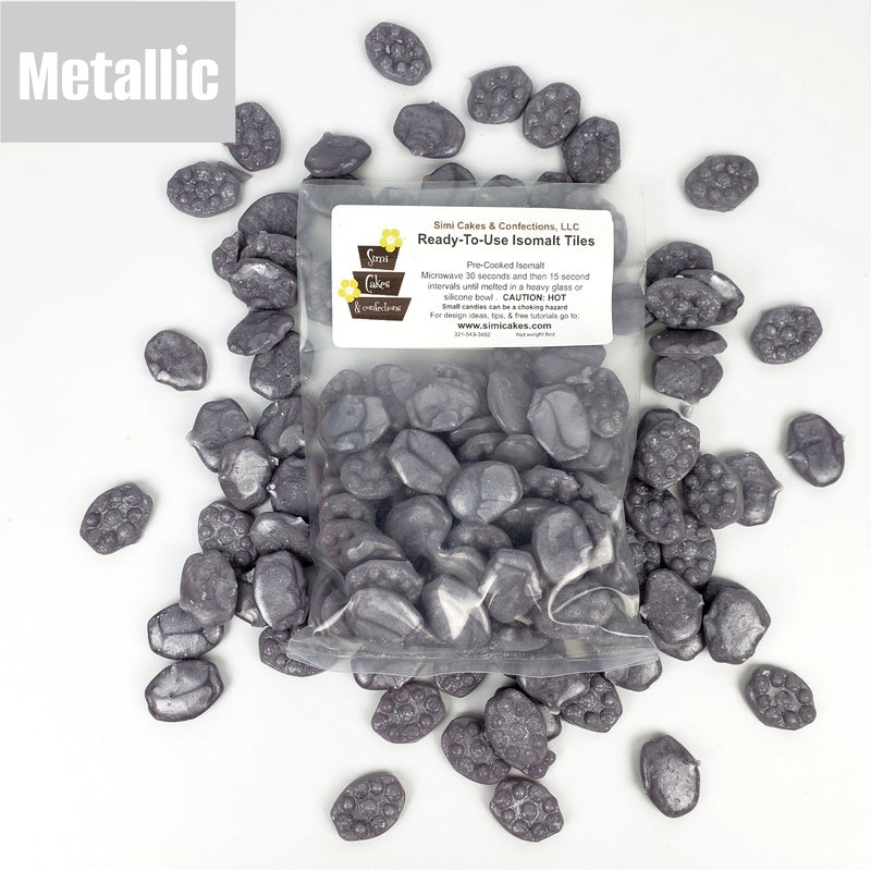 Simi, Silver, Pre-Cookied Isomalt Tiles