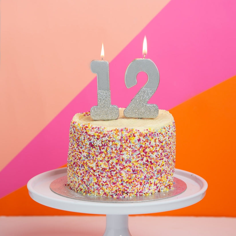 Silver Glitter Number Candle - Number 2