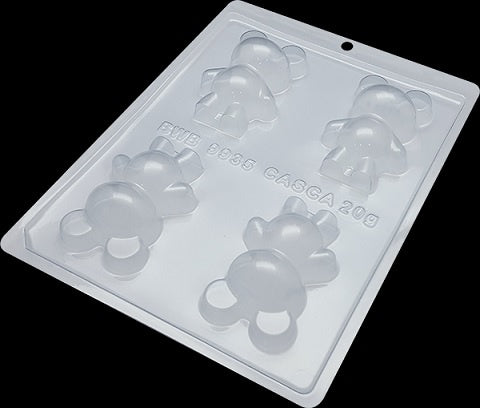 3 Piece, Small Teddy Bear, Plastic Chocolate Mold