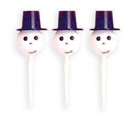 Small Snowman Head Cupcake Picks -12 Picks per Package