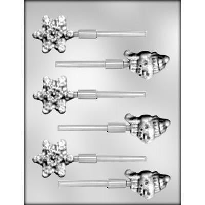 Snowflake And Snowman Lollipop Chocolate Mold