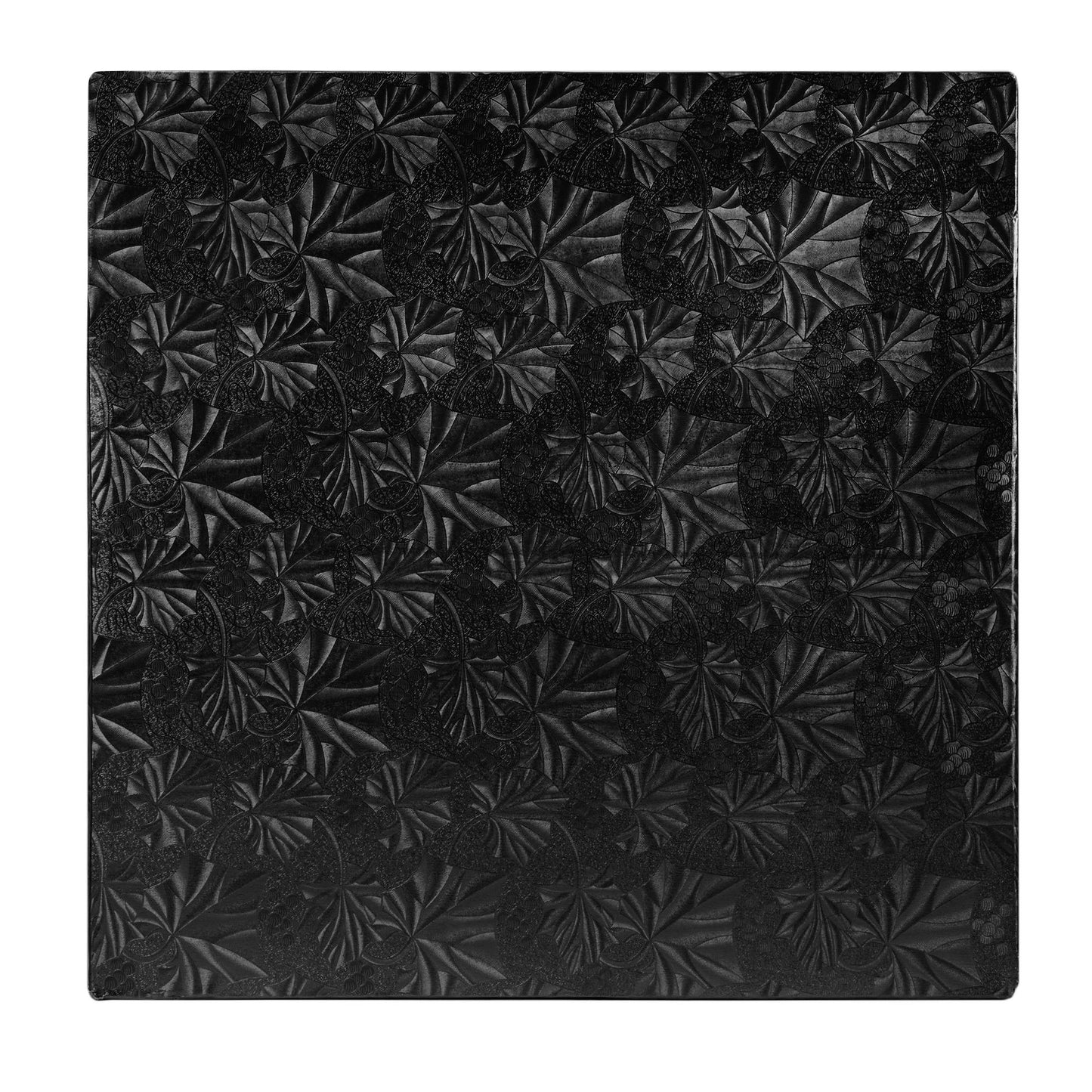 image of 12 inch square black cake drum that is 1/2 thick