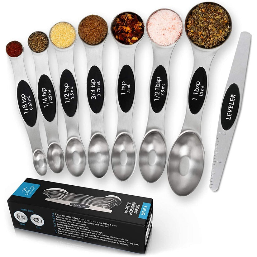 Stackable Measuring Spoons Set of 7 Including Leveler, Tablespoon