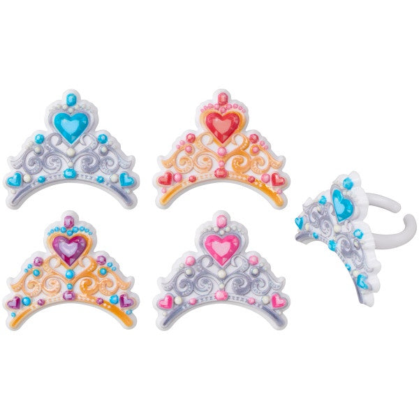 Tiara / Princess Crown Cupcake Rings - 12 Rings
