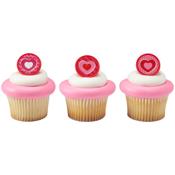 Charming Hearts Cupcake Rings, 12 Rings
