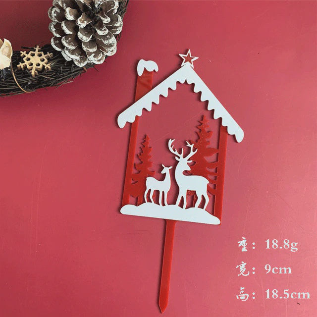 Winter Scene Red Acrylic Cake Topper