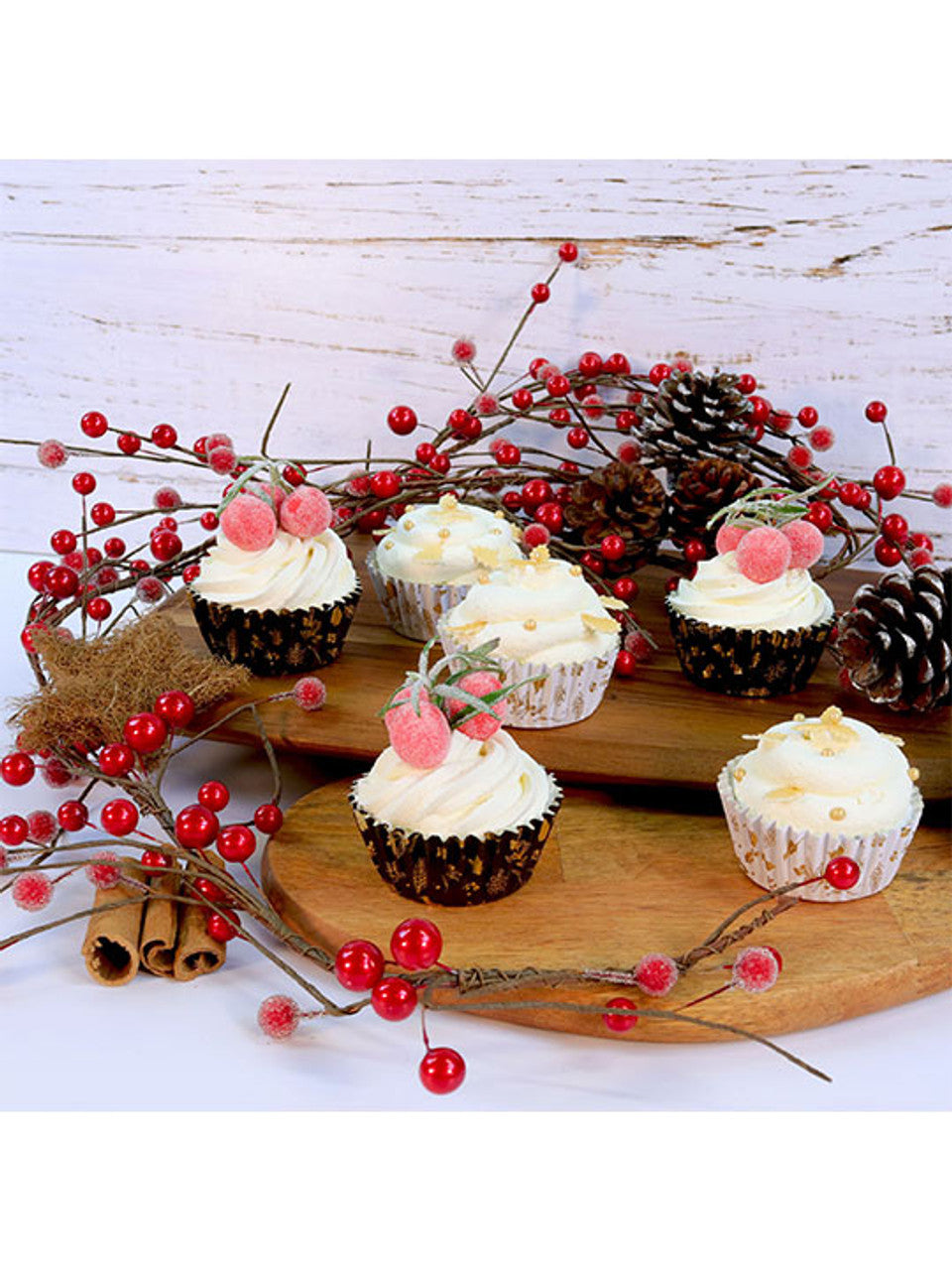 Winter Berry, Foil-Lined Cupcake Liners - 30 Cupcake Liners