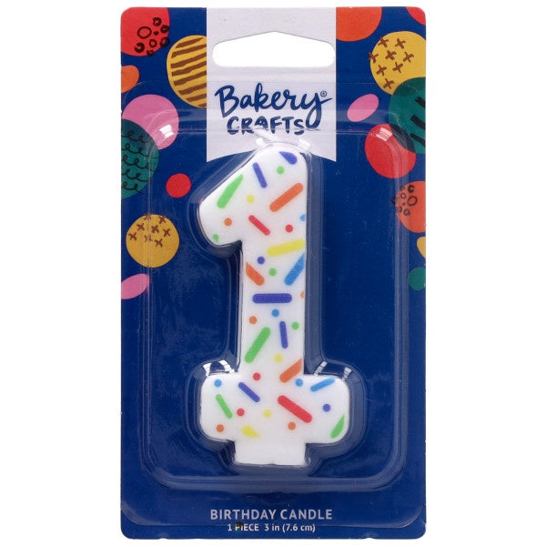 Rainbow Sprinkle Candle - Number 1