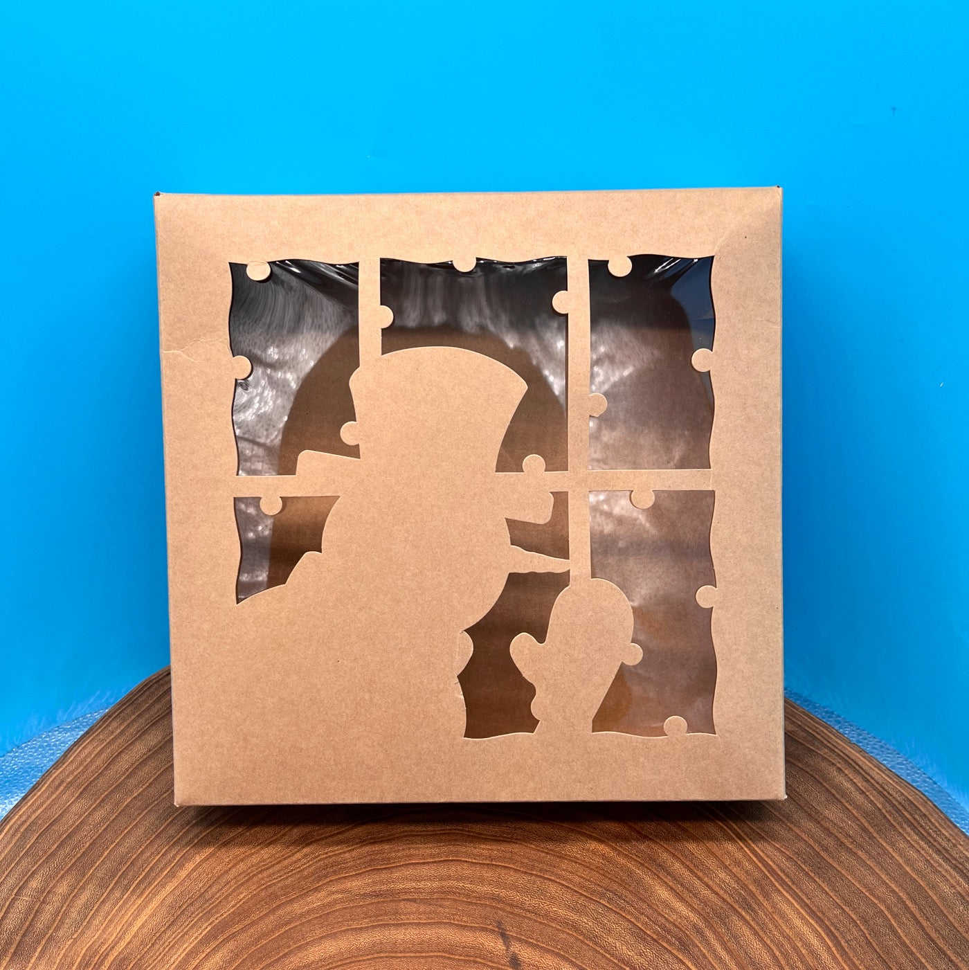 Kraft Pie Box with Snowman Cutout - 10x10x2.5"