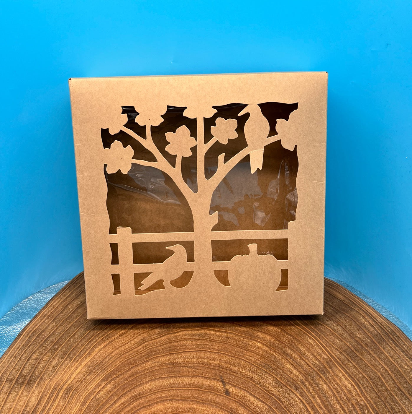 Kraft Pie Box with Fall Birds Cutout - 10x10x2.5
