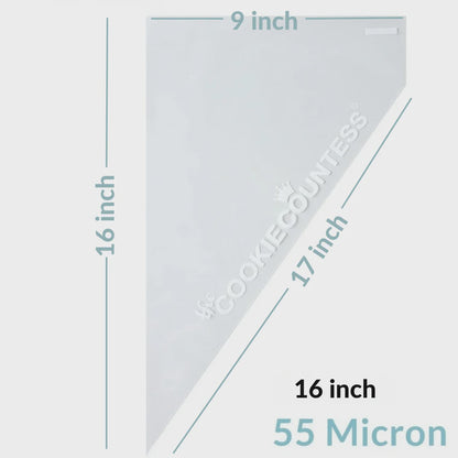16 Inch, 55 Micron, Cookie Countess Tipless Piping Bags - Pack of 50