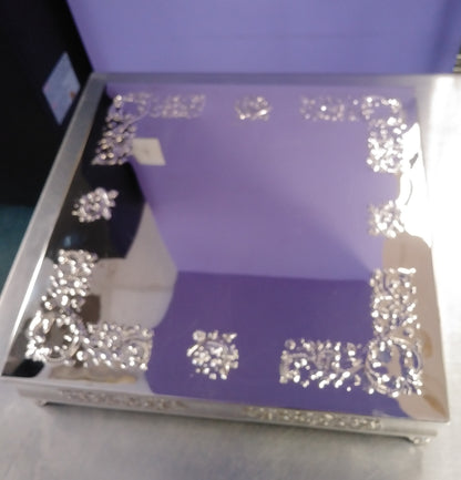 Cake Stand Rental - 18" Round Silver - Baroque 2
