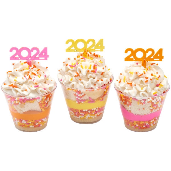 2024 Brightly Colored Cupcake Picks - 12 Cupcake Picks