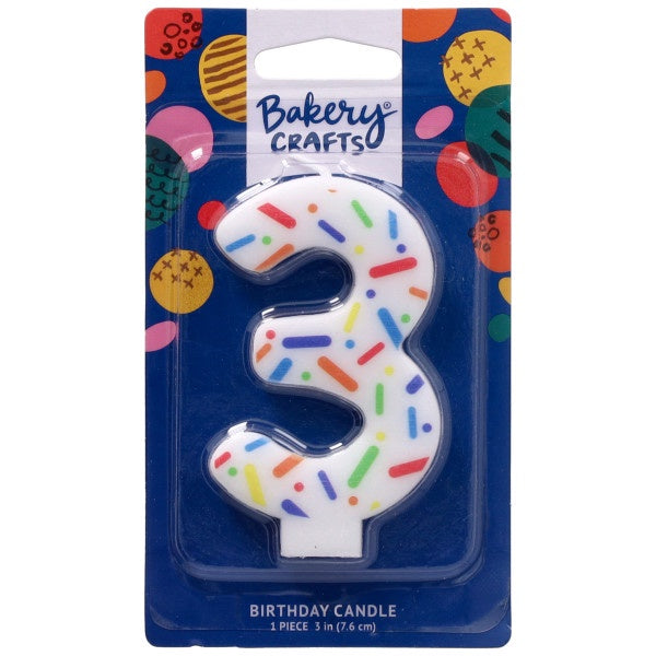 Rainbow Sprinkle Candle - Number 3