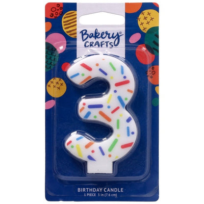 Rainbow Sprinkle Candle - Number 3