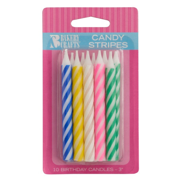 Candy Stripes Birthday Candles - 10 Candles