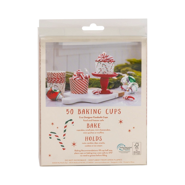 Red Foil Candy Stripes 5oz Baking Cups