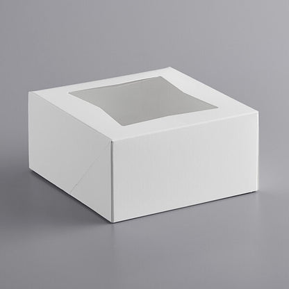 6x6x3 Inch White Pie Box with Window - Auto-Popup